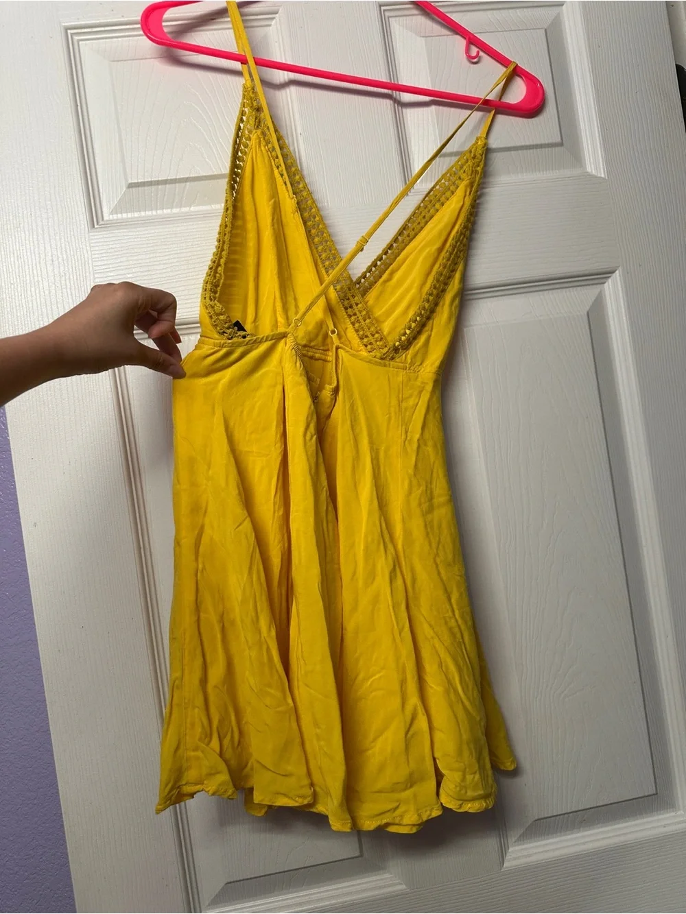 Forever 21 Yellow Lace-Trim Chemise Style Summer Dress